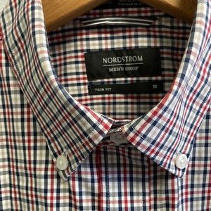 Nordstrom Red and Blue Plaid Casual Button Down Shirt